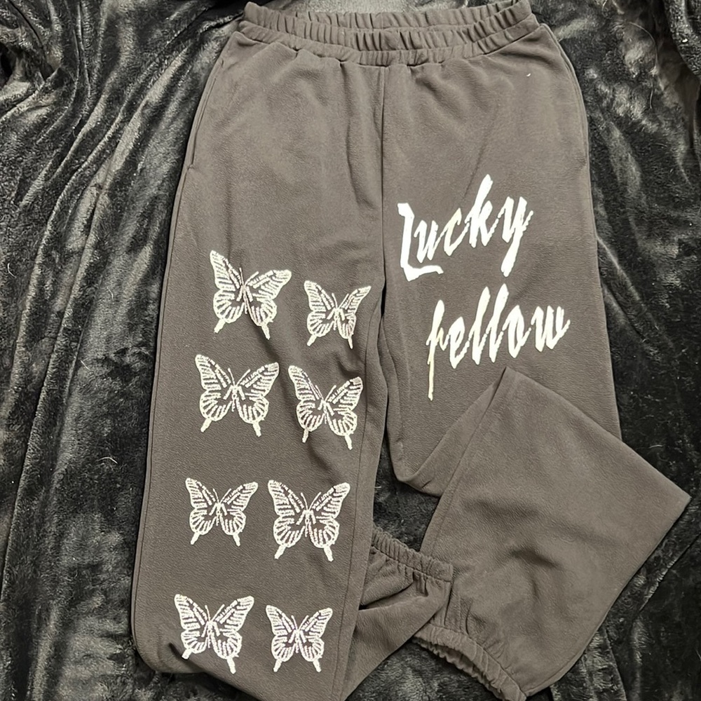 Butterfly black sweat pants